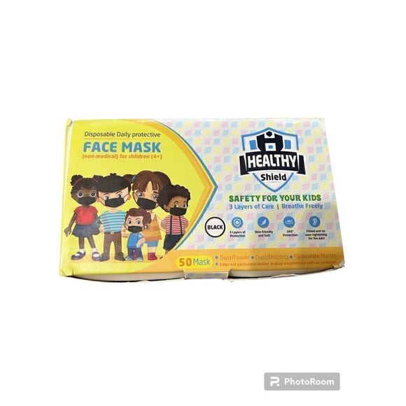 50Pcs Kids 95% 360 Degree Protective 3 Layer Face Mask Disposable Respirator - Picture 1 of 3